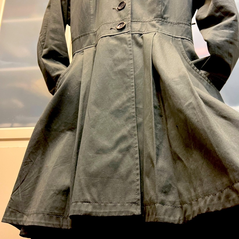 Fit and Flare Peplum Twill Trench